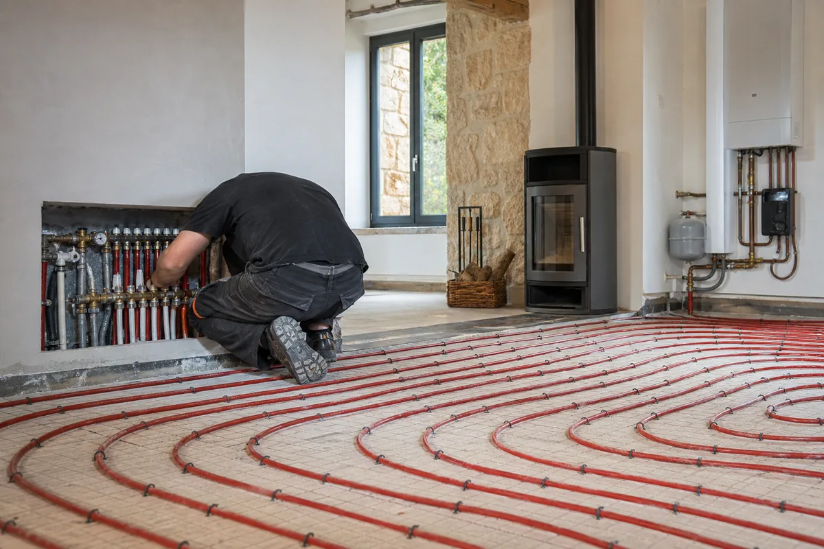Plancher chauffant en rénovation : embouage et pose à l'étage